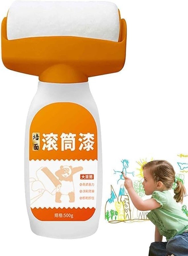 HKD SALES Wall Repair Roller Paint Household Supply Cleaning Tool White Water Based Latex DIY Renovation With Rolling Brush Touch Up Portable No-odor Antibacterial Paint Roller Brush(White-500Gm) - Image 4